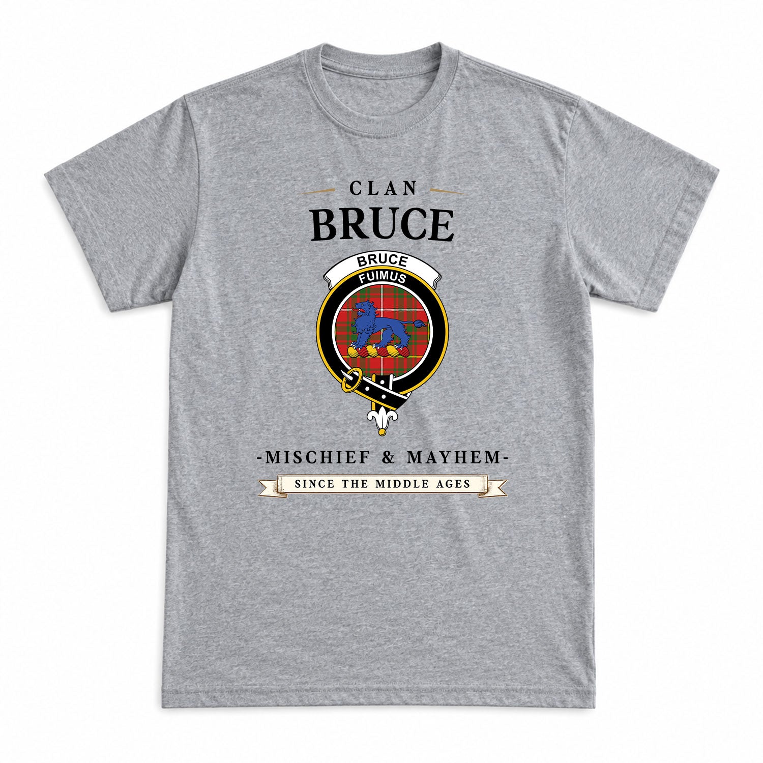Bruce Modern Tartan Crest Mischief and Mayhem T-shirt