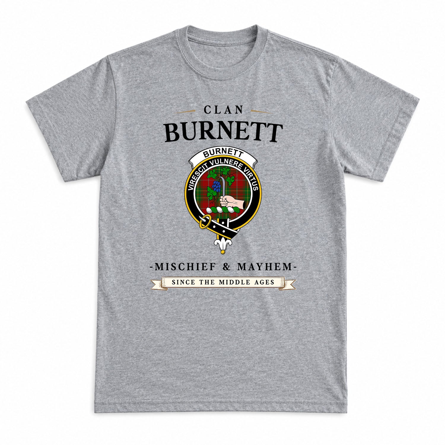 Burnett Tartan Crest Mischief and Mayhem T-shirt