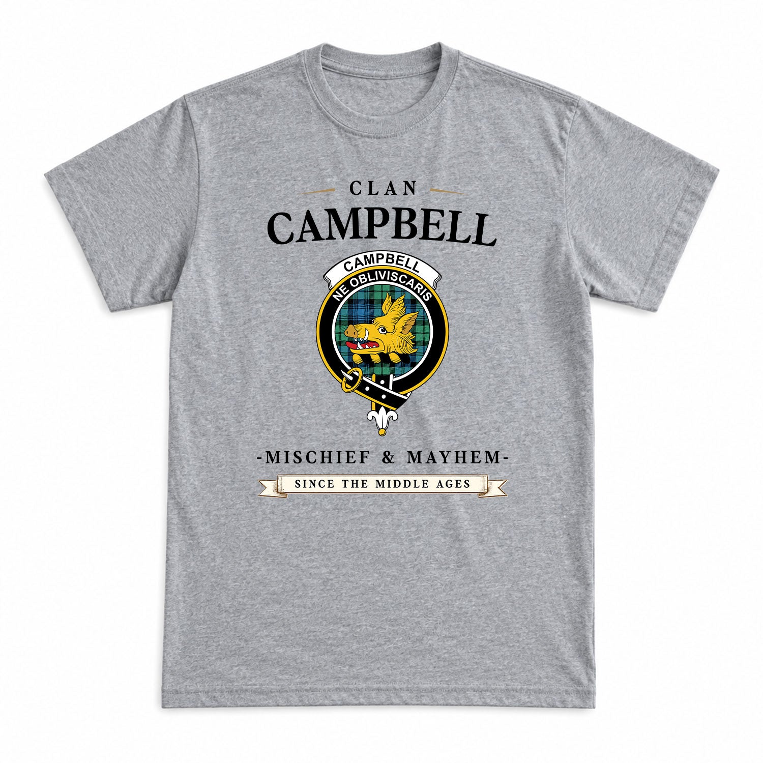 Campbell Ancient 01 Tartan Crest Mischief and Mayhem T-shirt