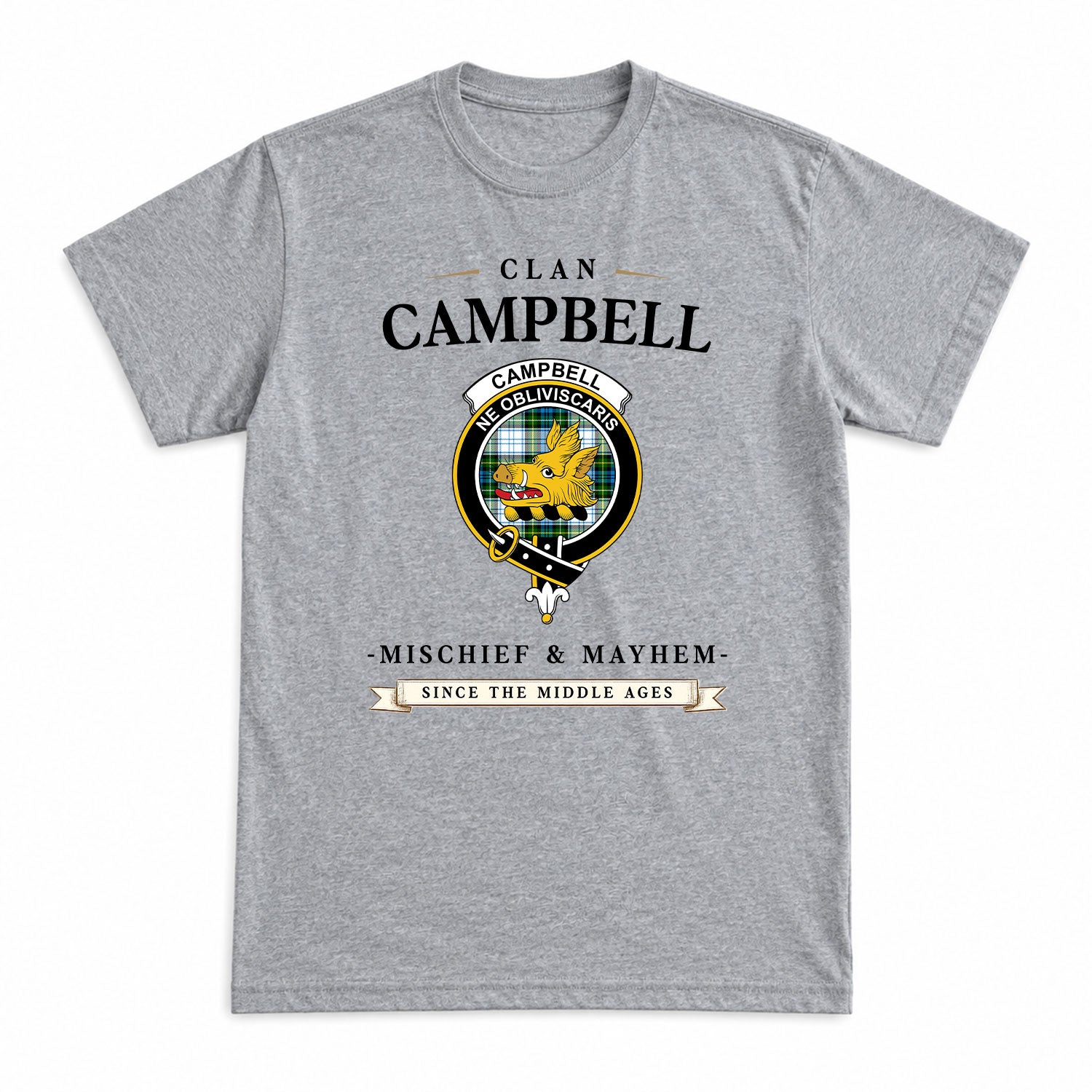 Campbell Dress Tartan Crest Mischief and Mayhem T-shirt