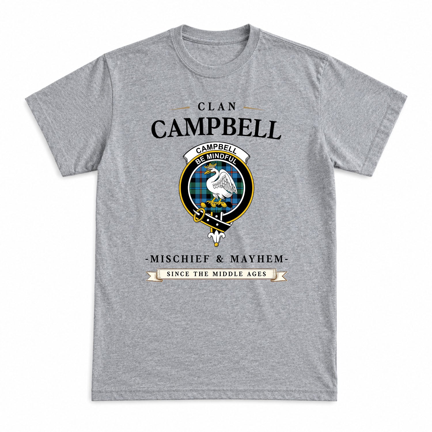 Campbell of Cawdor Ancient Tartan Crest Mischief and Mayhem T-shirt