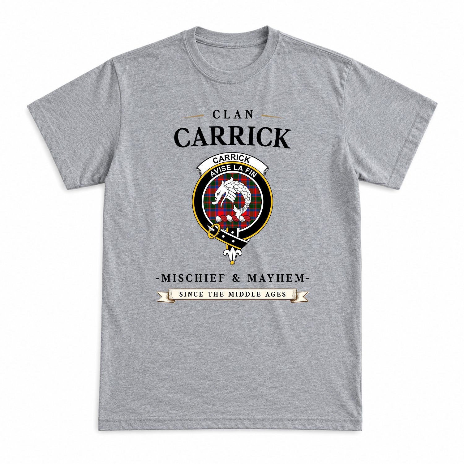 Carrick District Tartan Crest Mischief and Mayhem T-shirt