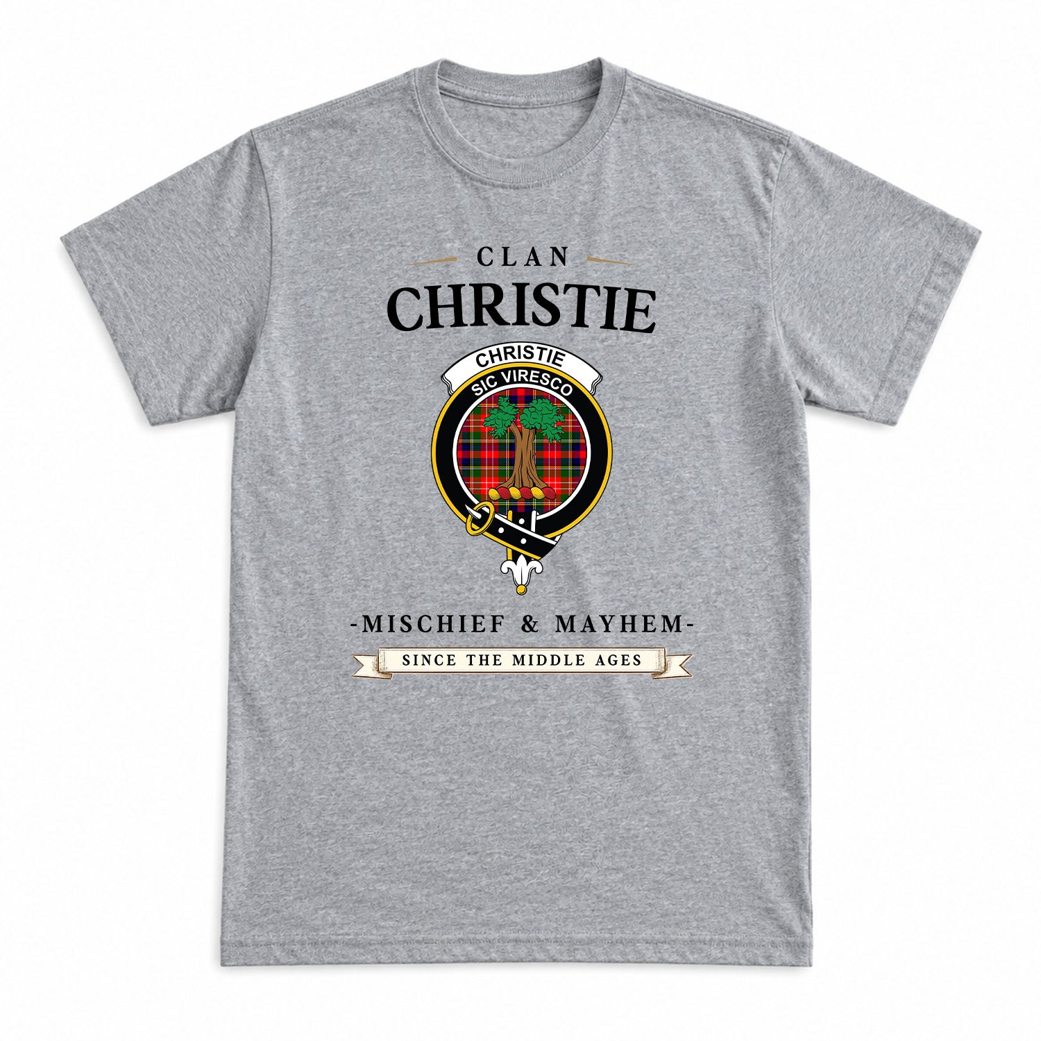 Christie Tartan Crest Mischief and Mayhem T-shirt