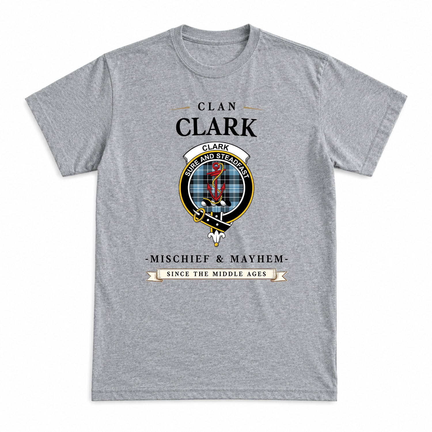 Clark Ancient Tartan Crest Mischief and Mayhem T-shirt