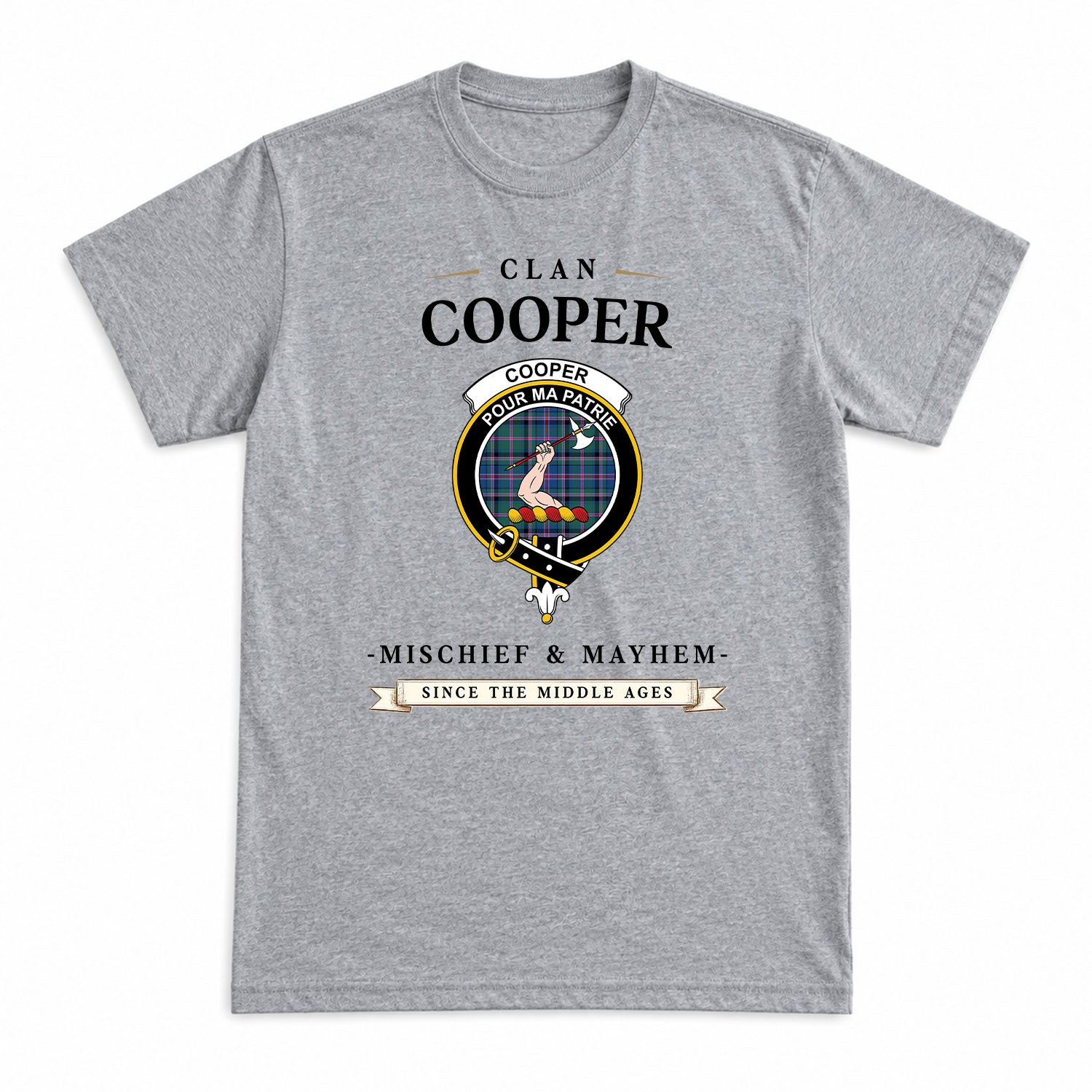 Cooper Ancient Tartan Crest Mischief and Mayhem T-shirt