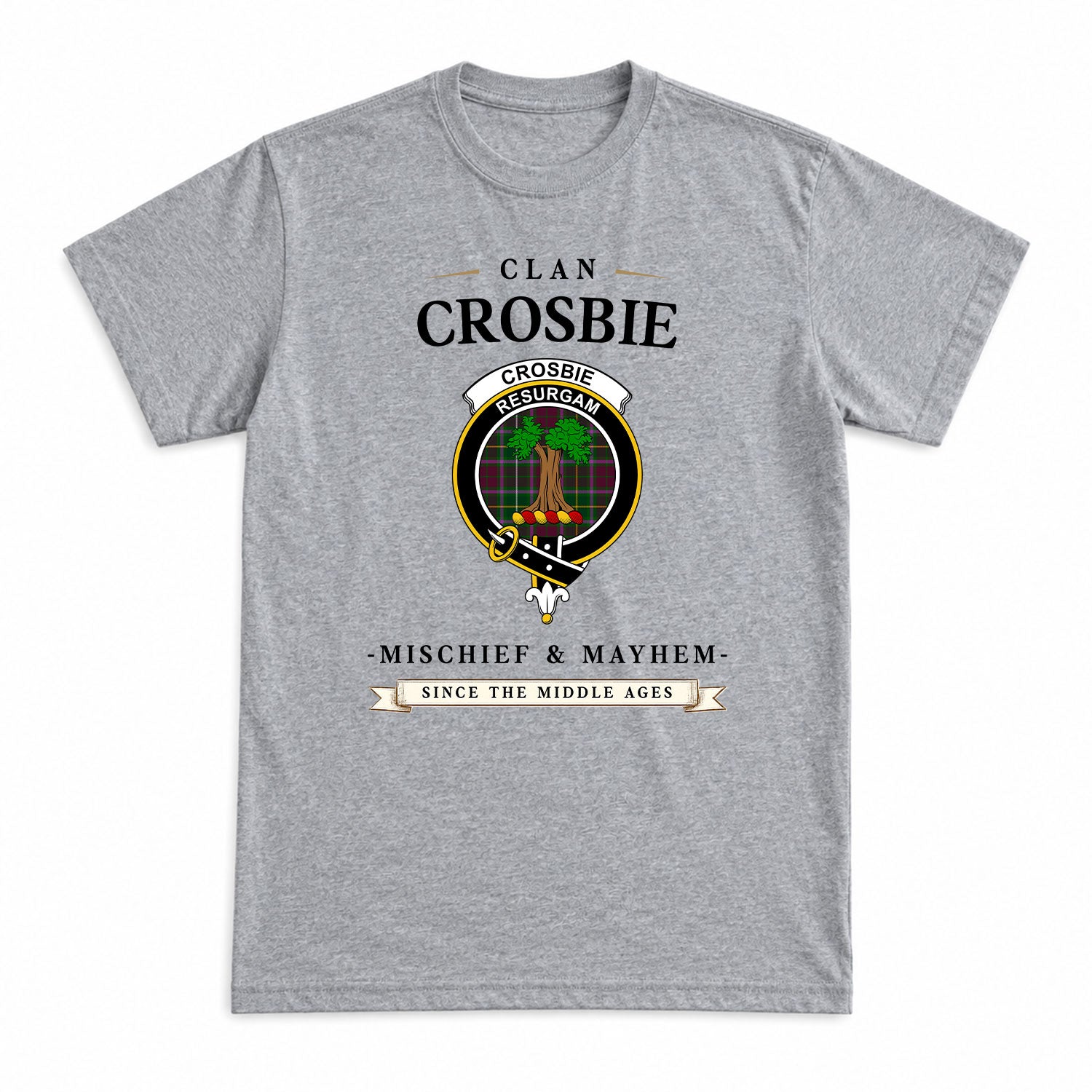 Crosbie Tartan Crest Mischief and Mayhem T-shirt