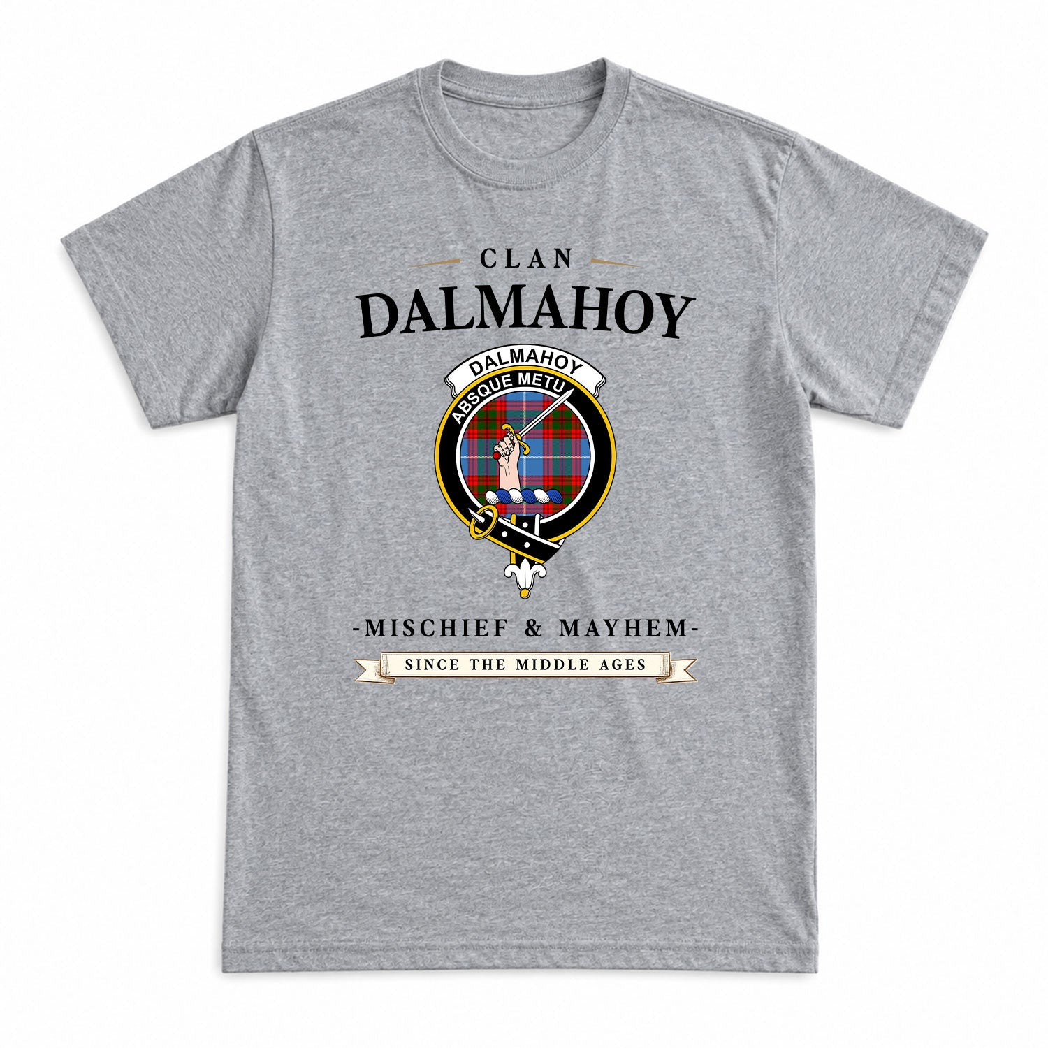 Dalmahoy Tartan Crest Mischief and Mayhem T-shirt