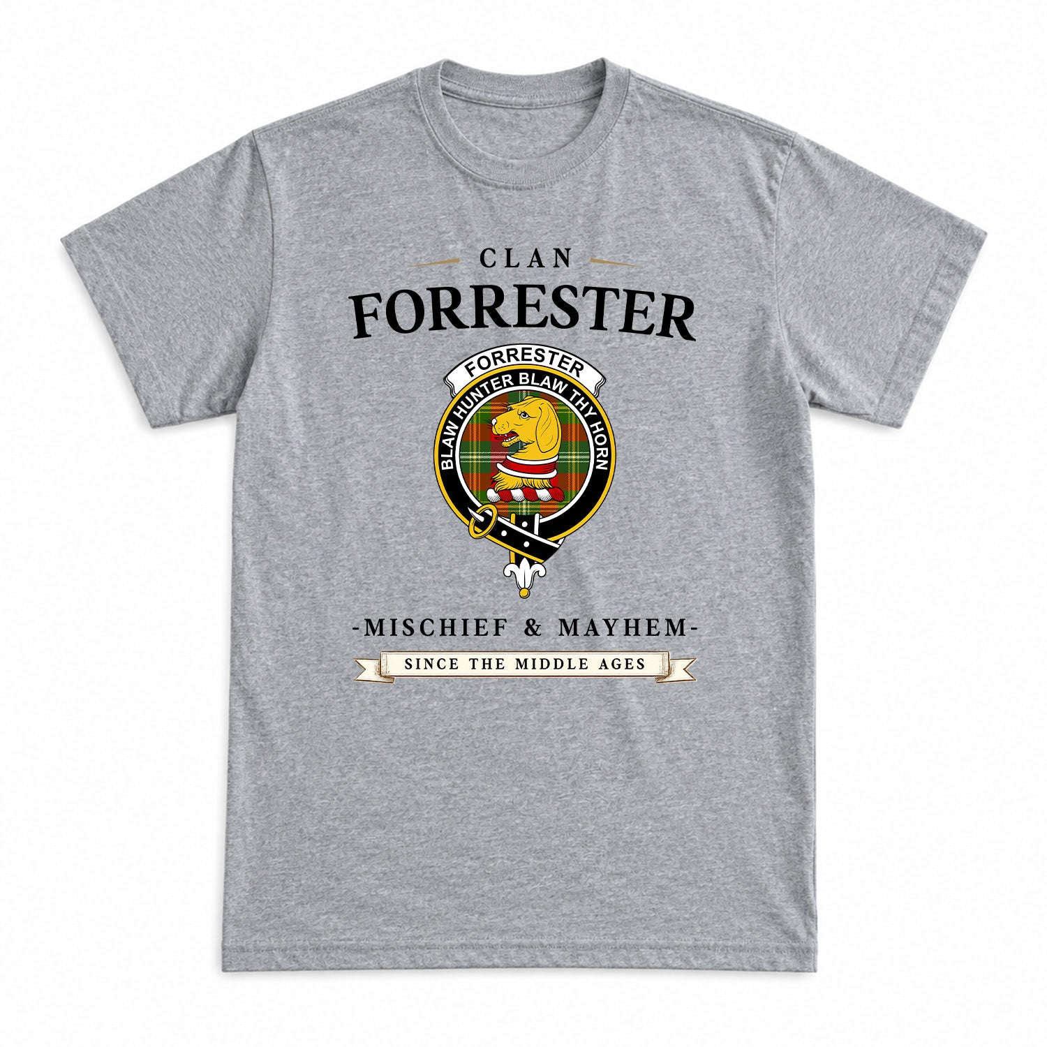 Forrester Tartan Crest Mischief and Mayhem T-shirt