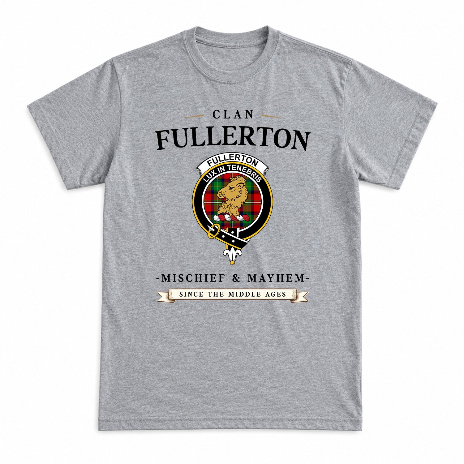 Fullerton Tartan Crest Mischief and Mayhem T-shirt