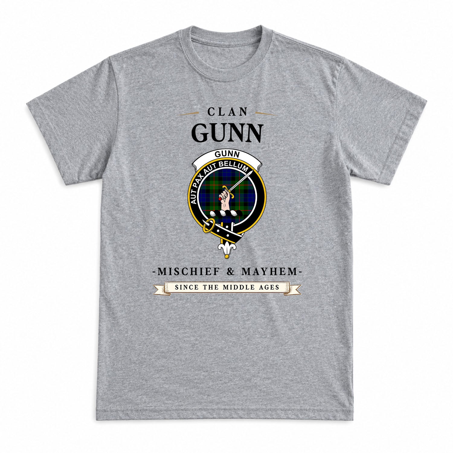 Gunn Modern Tartan Crest Mischief and Mayhem T-shirt