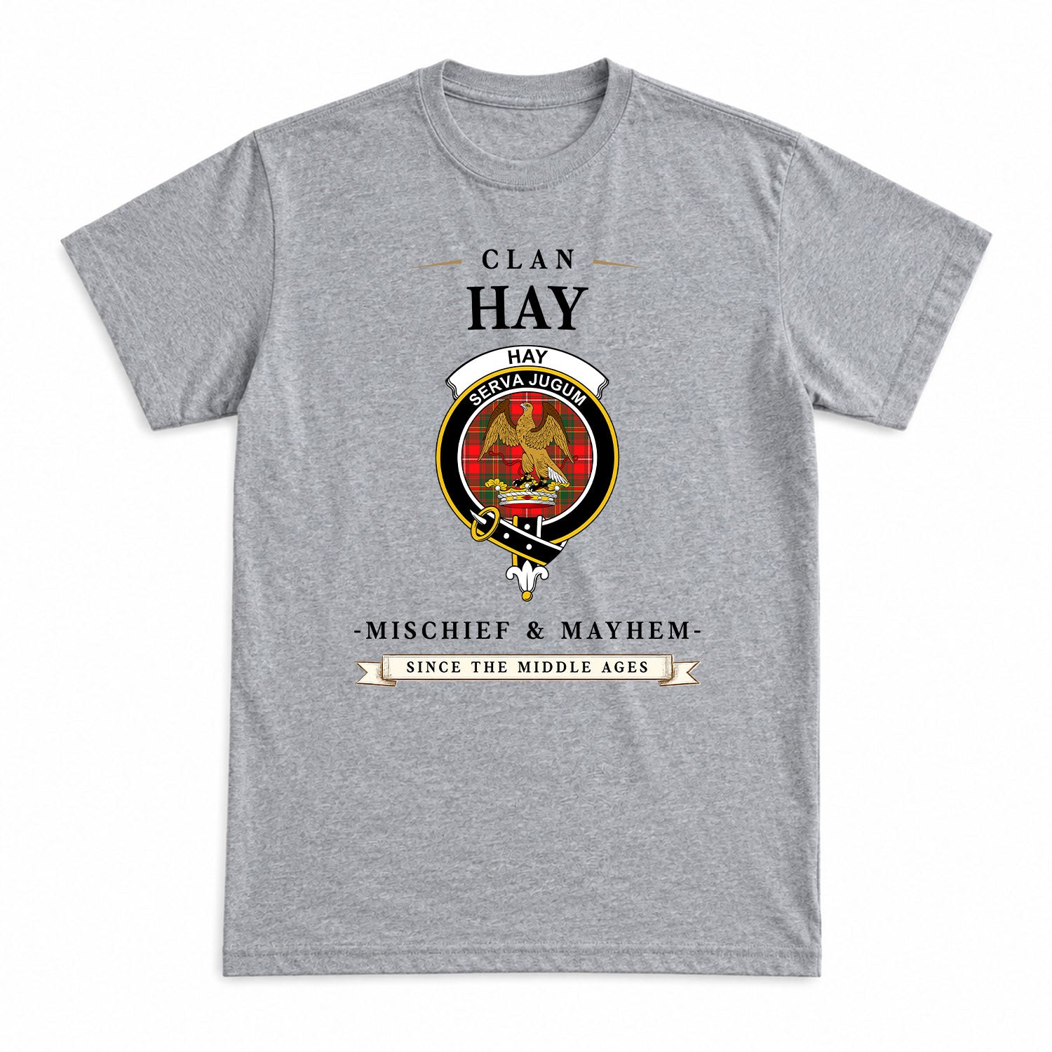 Hay Modern Tartan Crest Mischief and Mayhem T-shirt