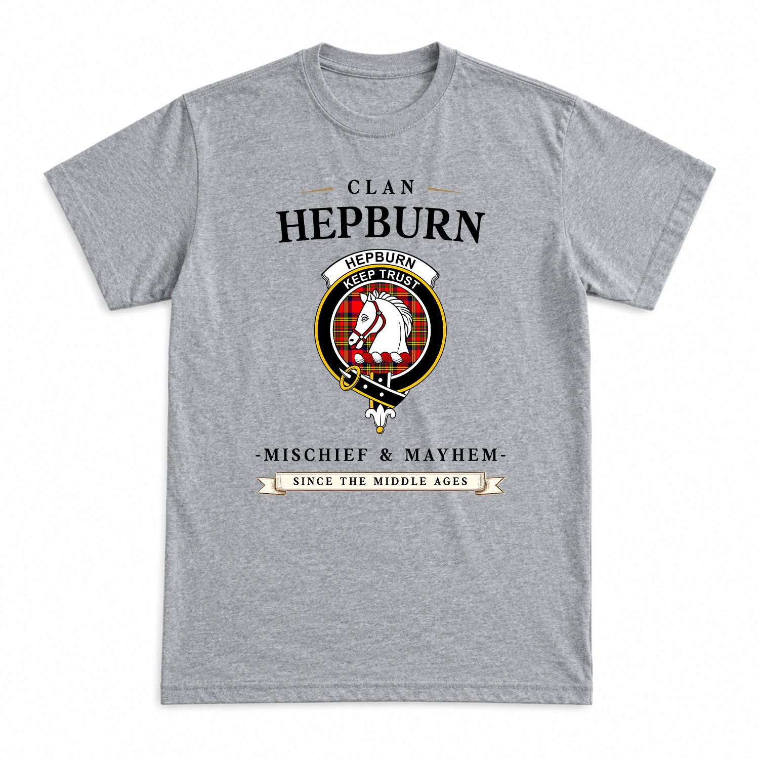 Hepburn Tartan Crest Mischief and Mayhem T-shirt