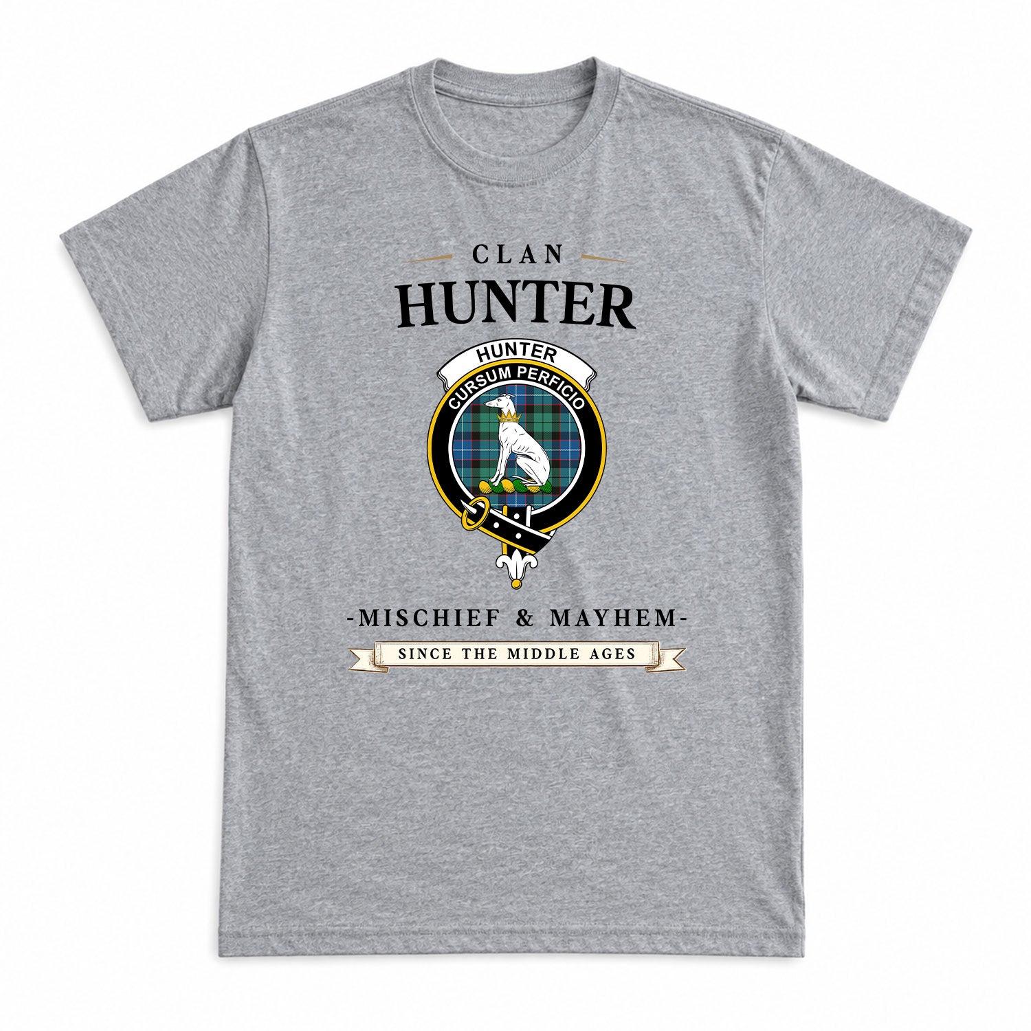 Hunter Ancient Tartan Crest Mischief and Mayhem T-shirt