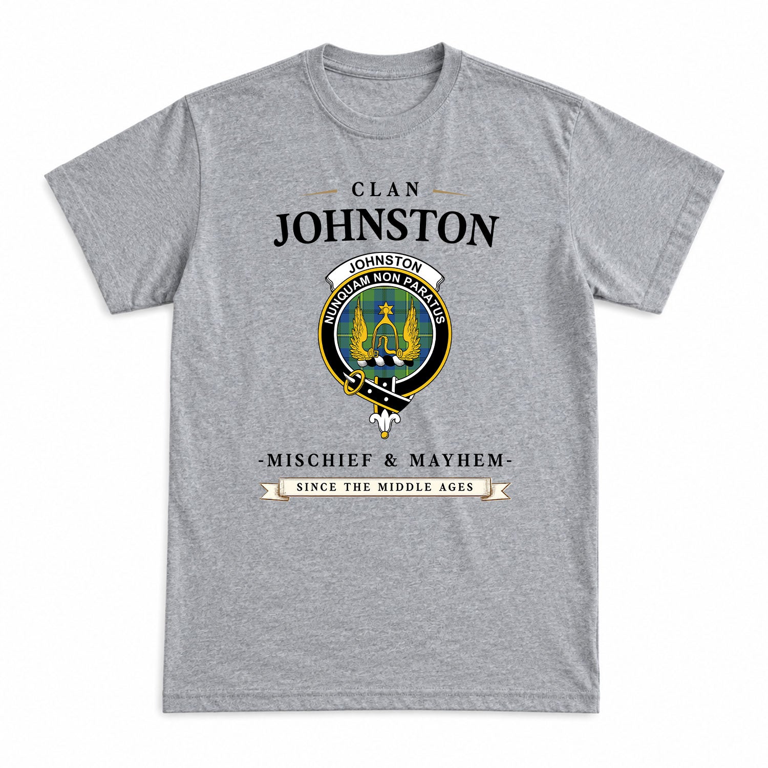 Johnston Ancient Tartan Crest Mischief and Mayhem T-shirt