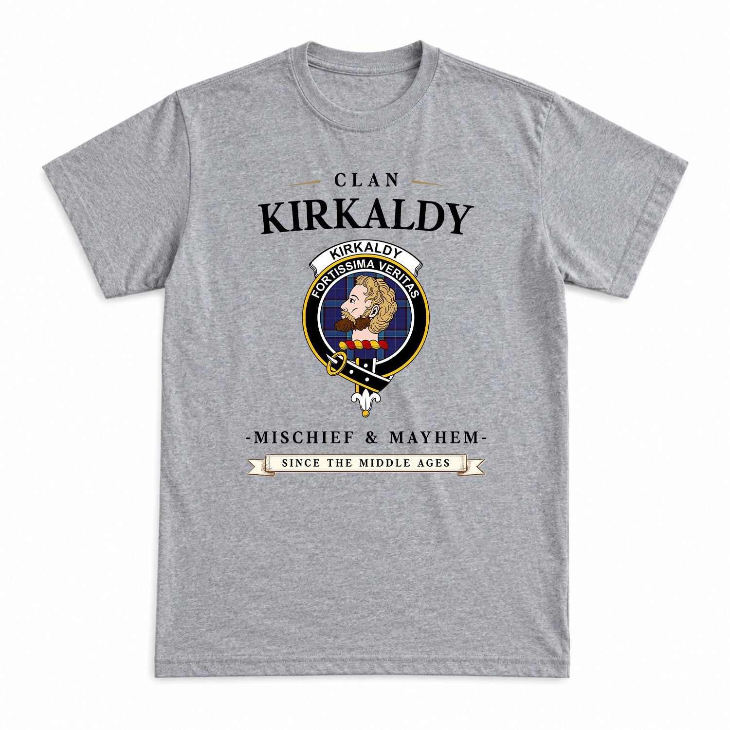 Kirkaldy Tartan Crest Mischief and Mayhem T-shirt