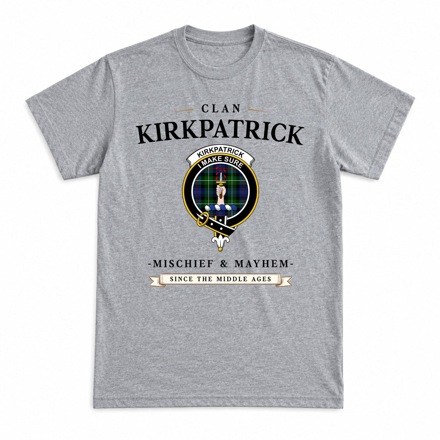 Kirkpatrick Tartan Crest Mischief and Mayhem T-shirt