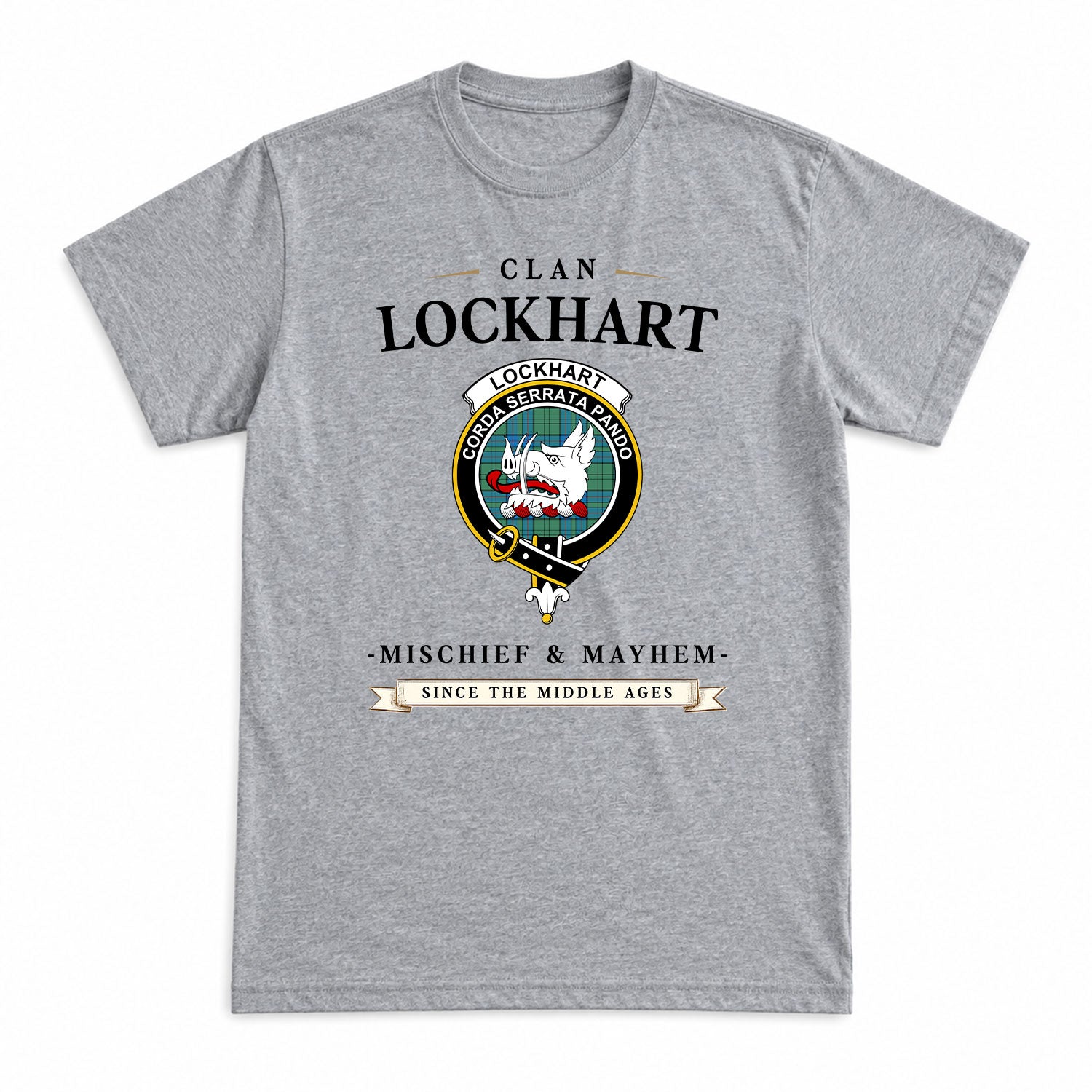 Lockhart Tartan Crest Mischief and Mayhem T-shirt