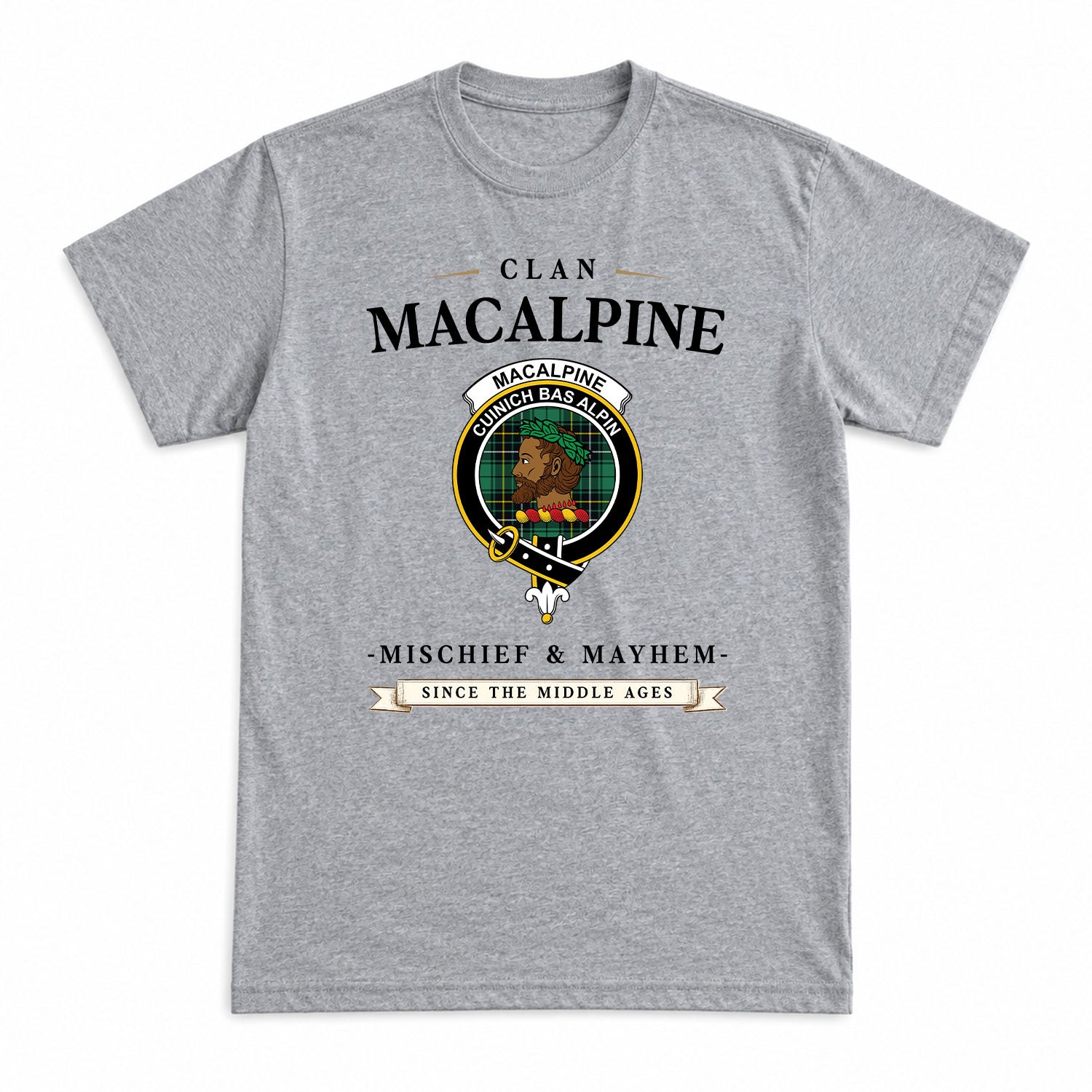 MacAlpine Ancient Tartan Crest Mischief and Mayhem T-shirt