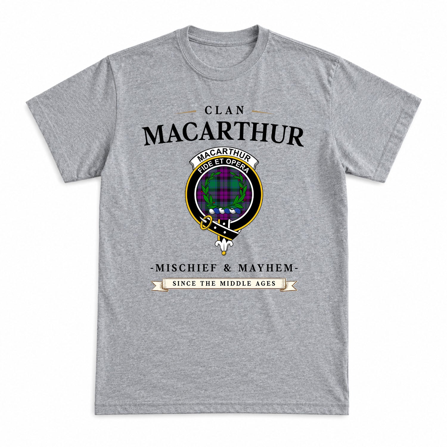 MacArthur - Milton Tartan Crest Mischief and Mayhem T-shirt