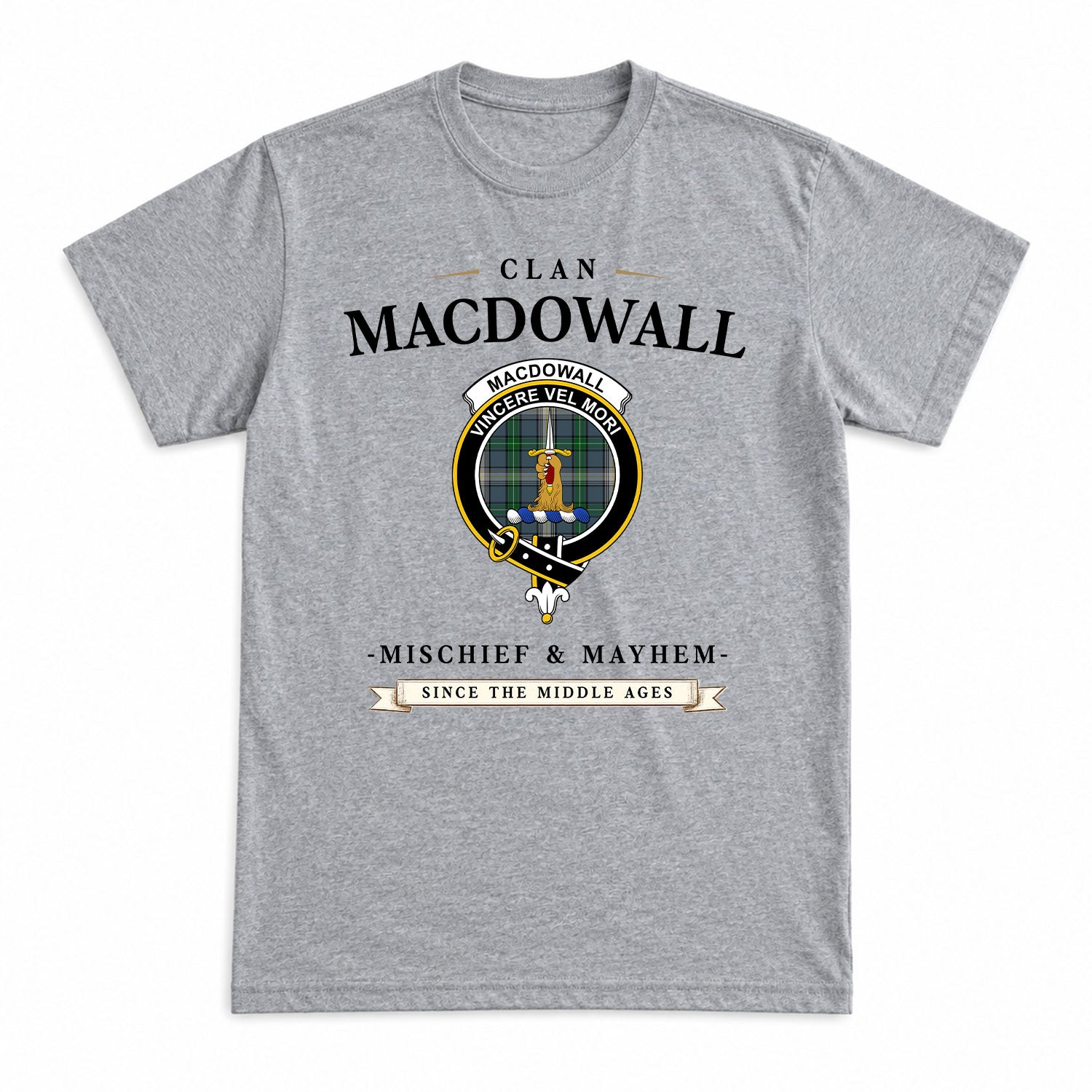 MacDowall Tartan Crest Mischief and Mayhem T-shirt