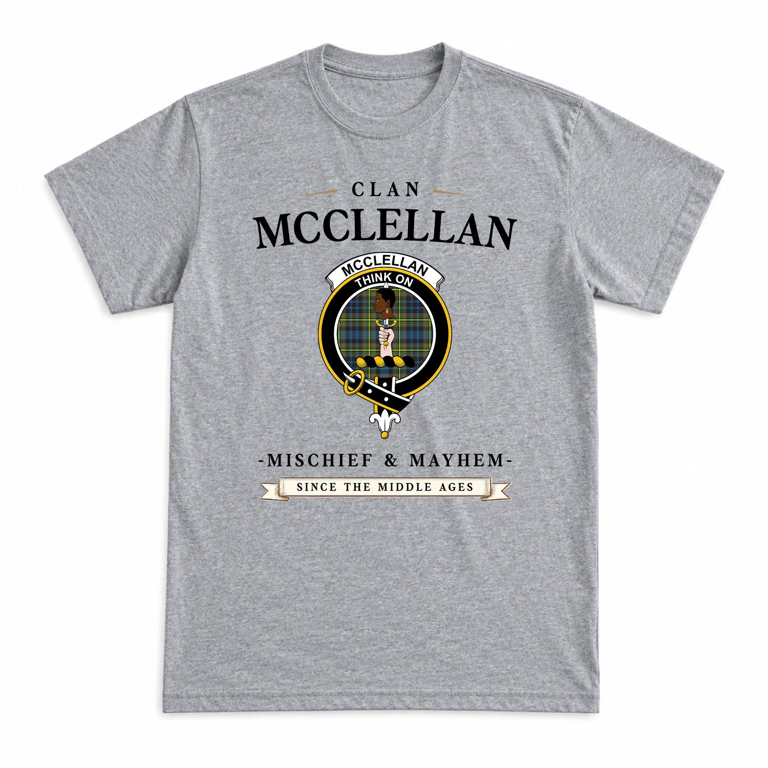 McClellan Ancient Tartan Crest Mischief and Mayhem T-shirt