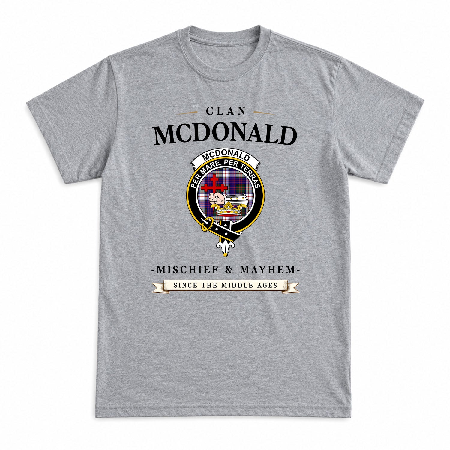 McDonald Dress Modern Tartan Crest Mischief and Mayhem T-shirt