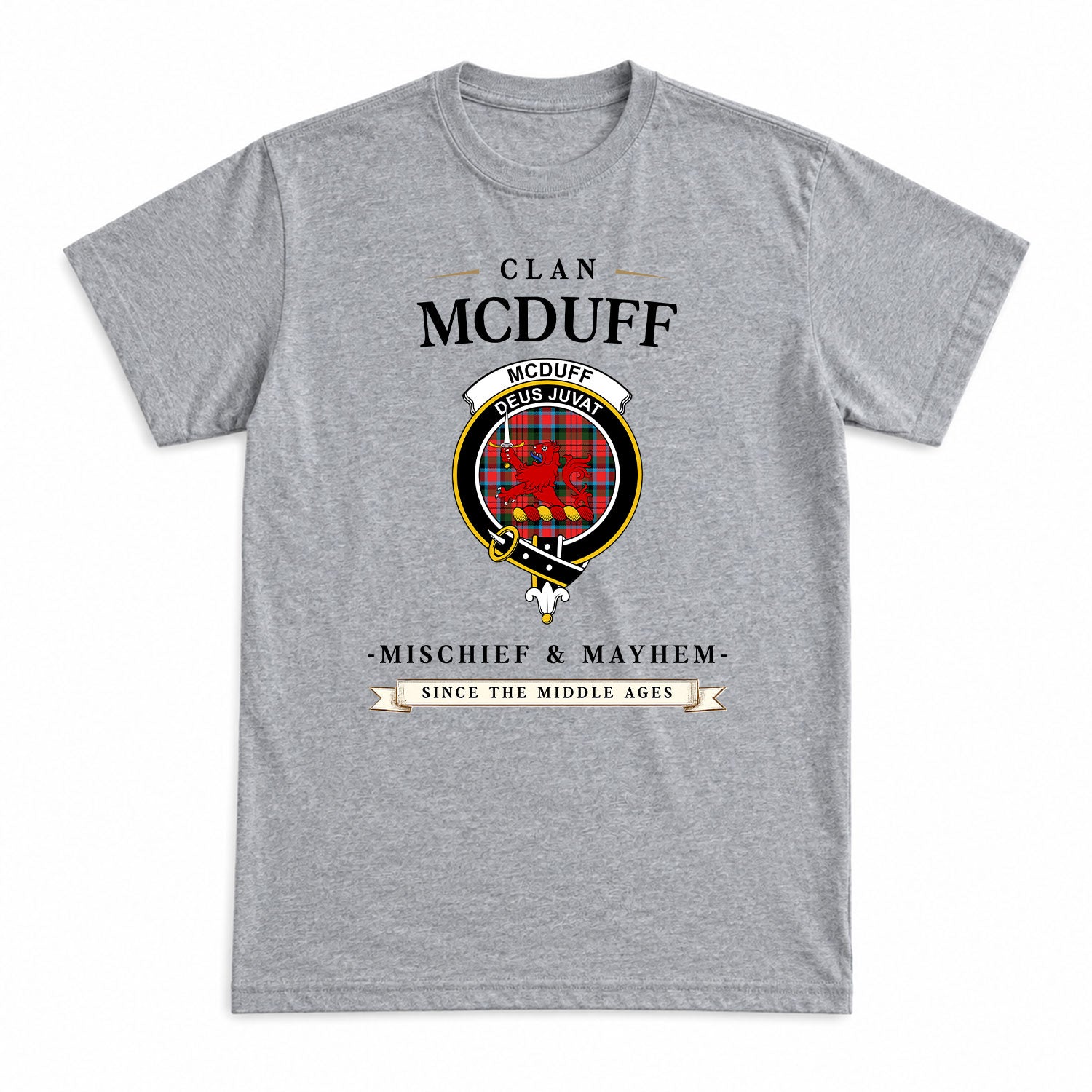 McDuff Modern Tartan Crest Mischief and Mayhem T-shirt