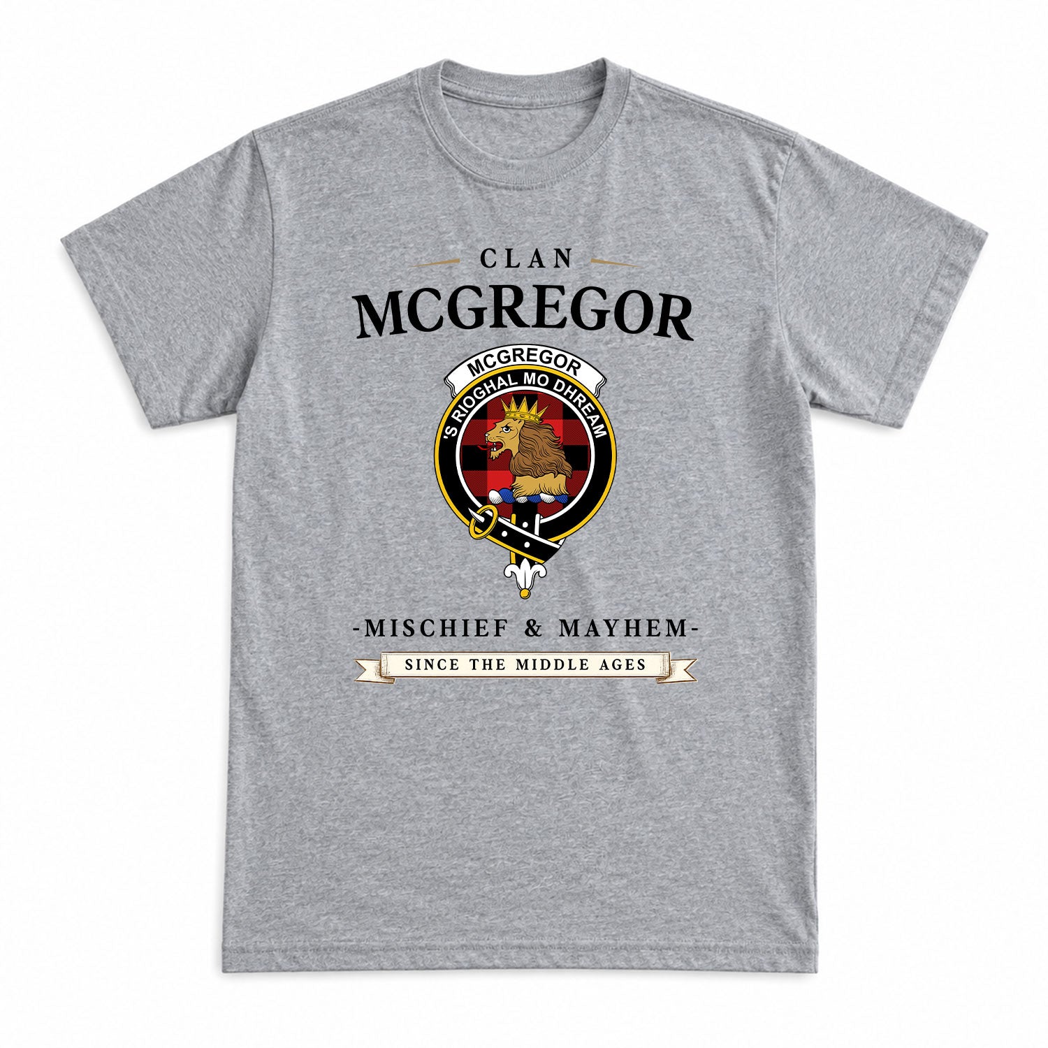 McGregor Rob Roy Modern Tartan Crest Mischief and Mayhem T-shirt