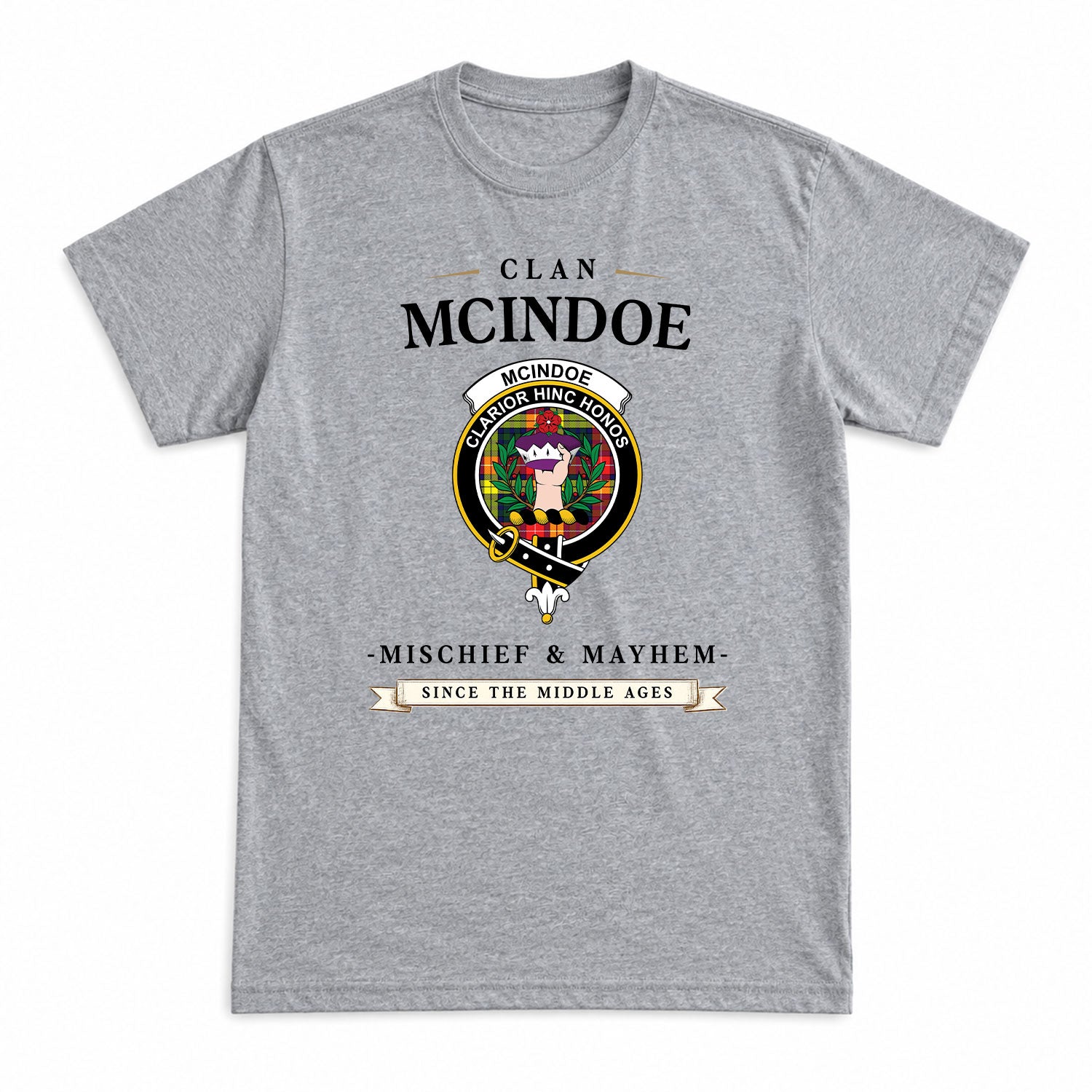 McIndoe Tartan Crest Mischief and Mayhem T-shirt