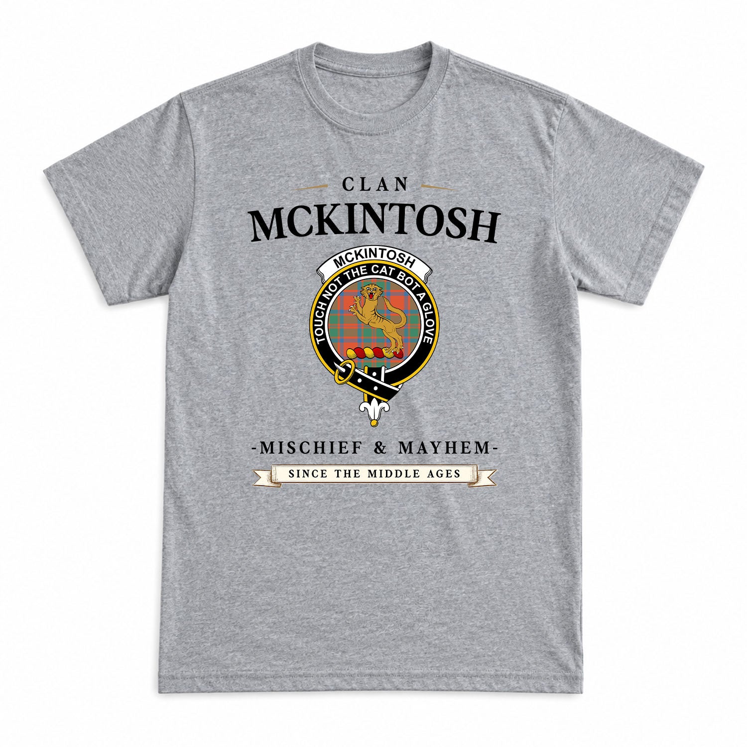 McKintosh Ancient Tartan Crest Mischief and Mayhem T-shirt