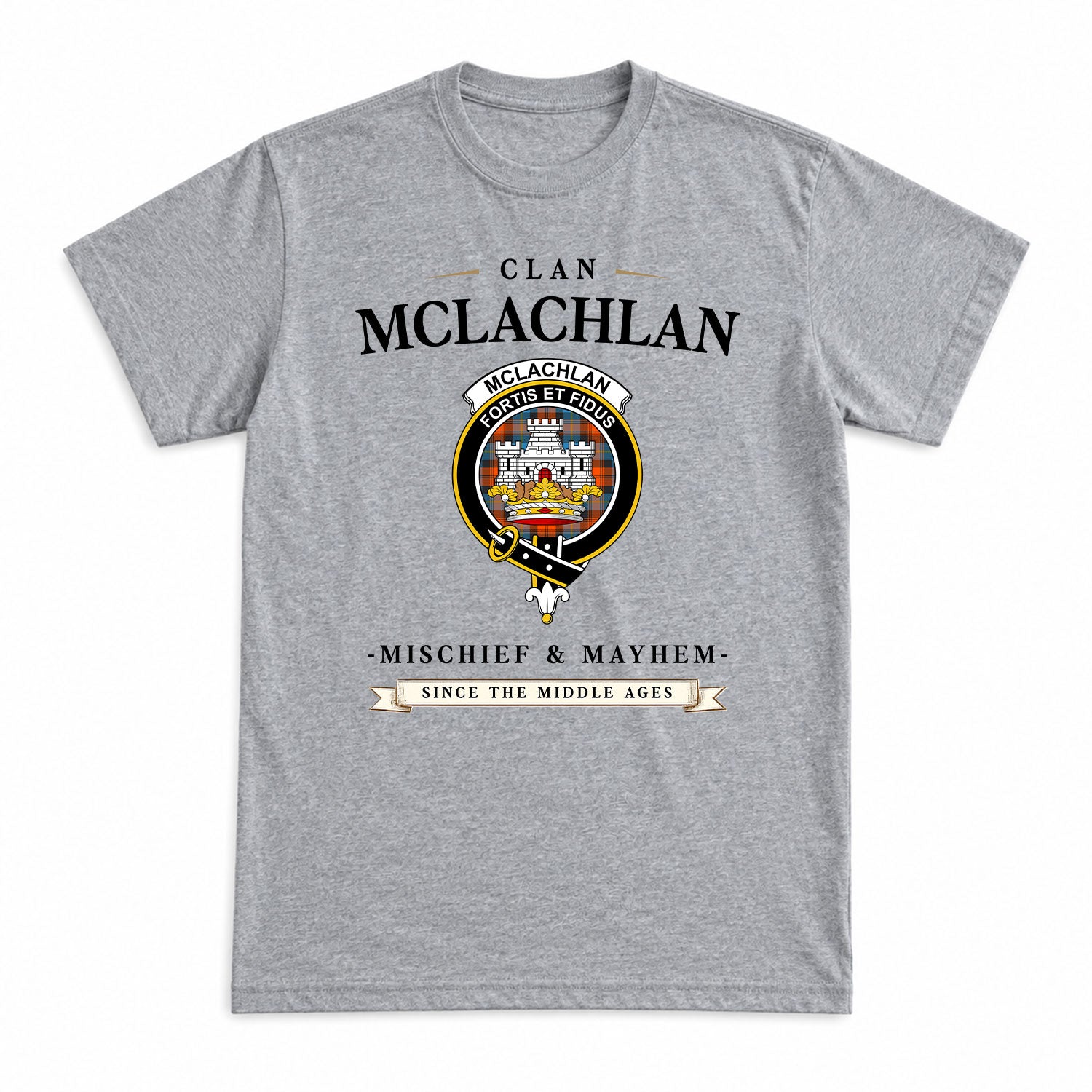 McLachlan Ancient Tartan Crest Mischief and Mayhem T-shirt