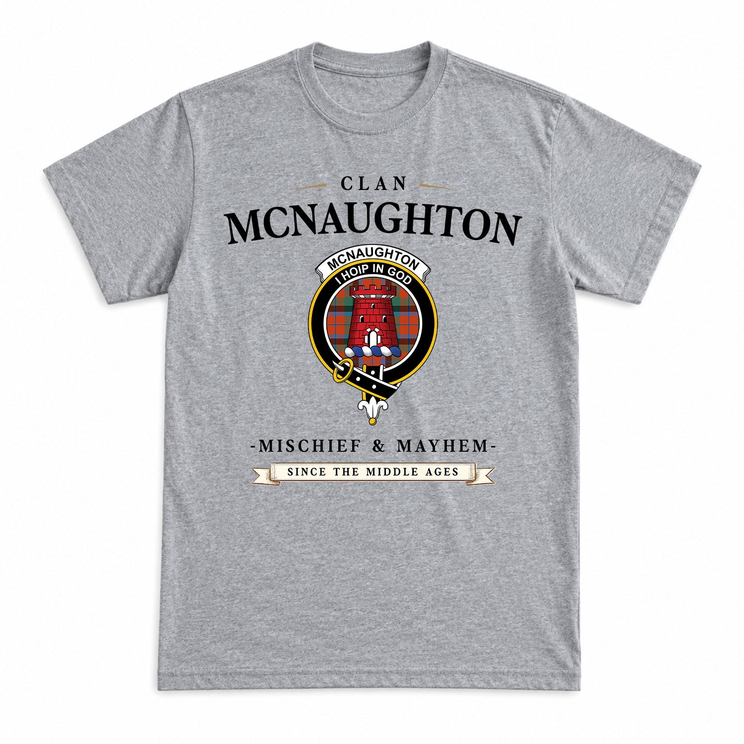 McNaughton Ancient Tartan Crest Mischief and Mayhem T-shirt