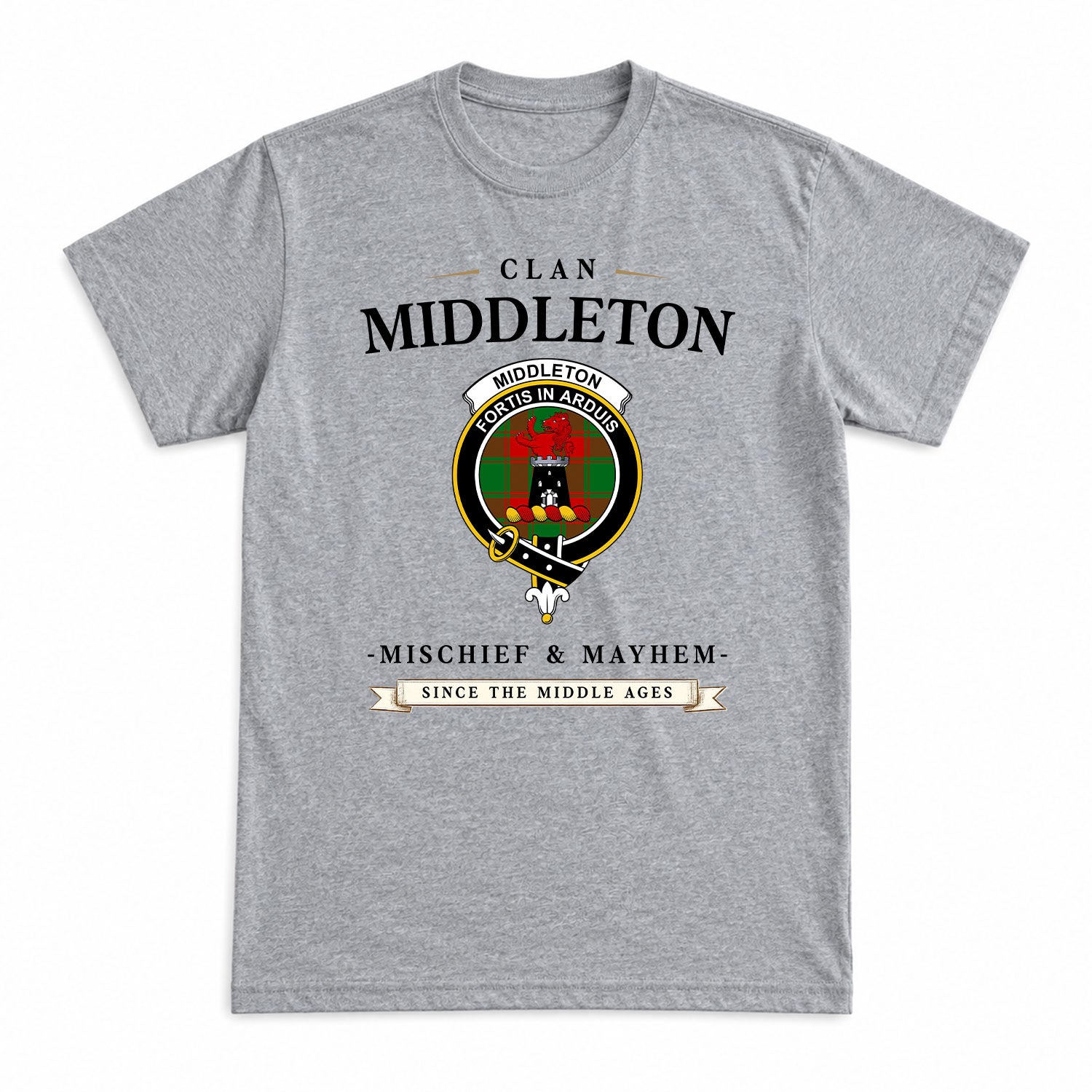 Middleton Modern Tartan Crest Mischief and Mayhem T-shirt