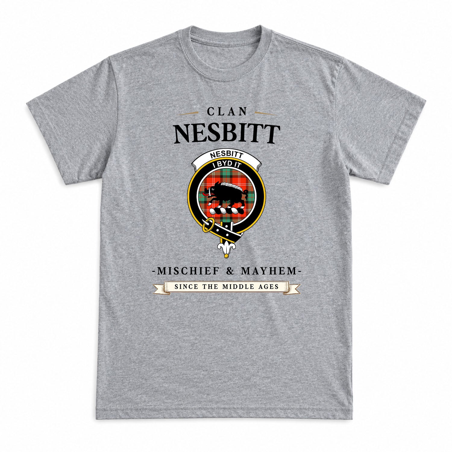 Nesbitt Ancient Tartan Crest Mischief and Mayhem T-shirt