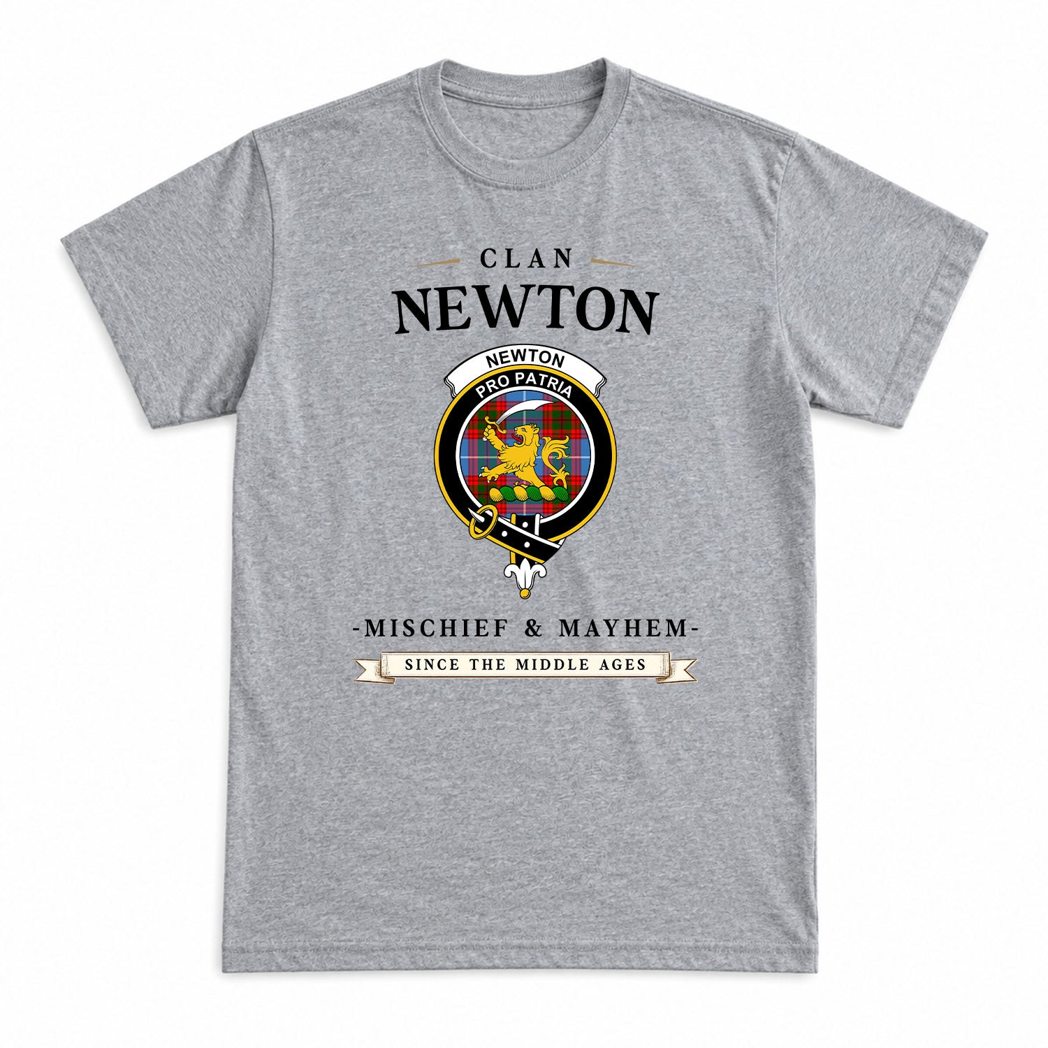 Newton Tartan Crest Mischief and Mayhem T-shirt