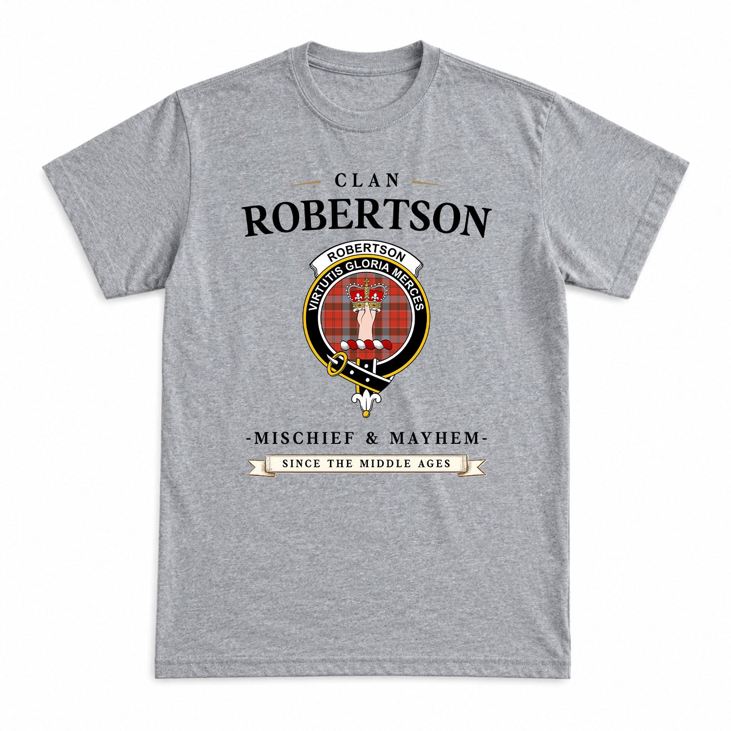 Robertson Weathered Tartan Crest Mischief and Mayhem T-shirt