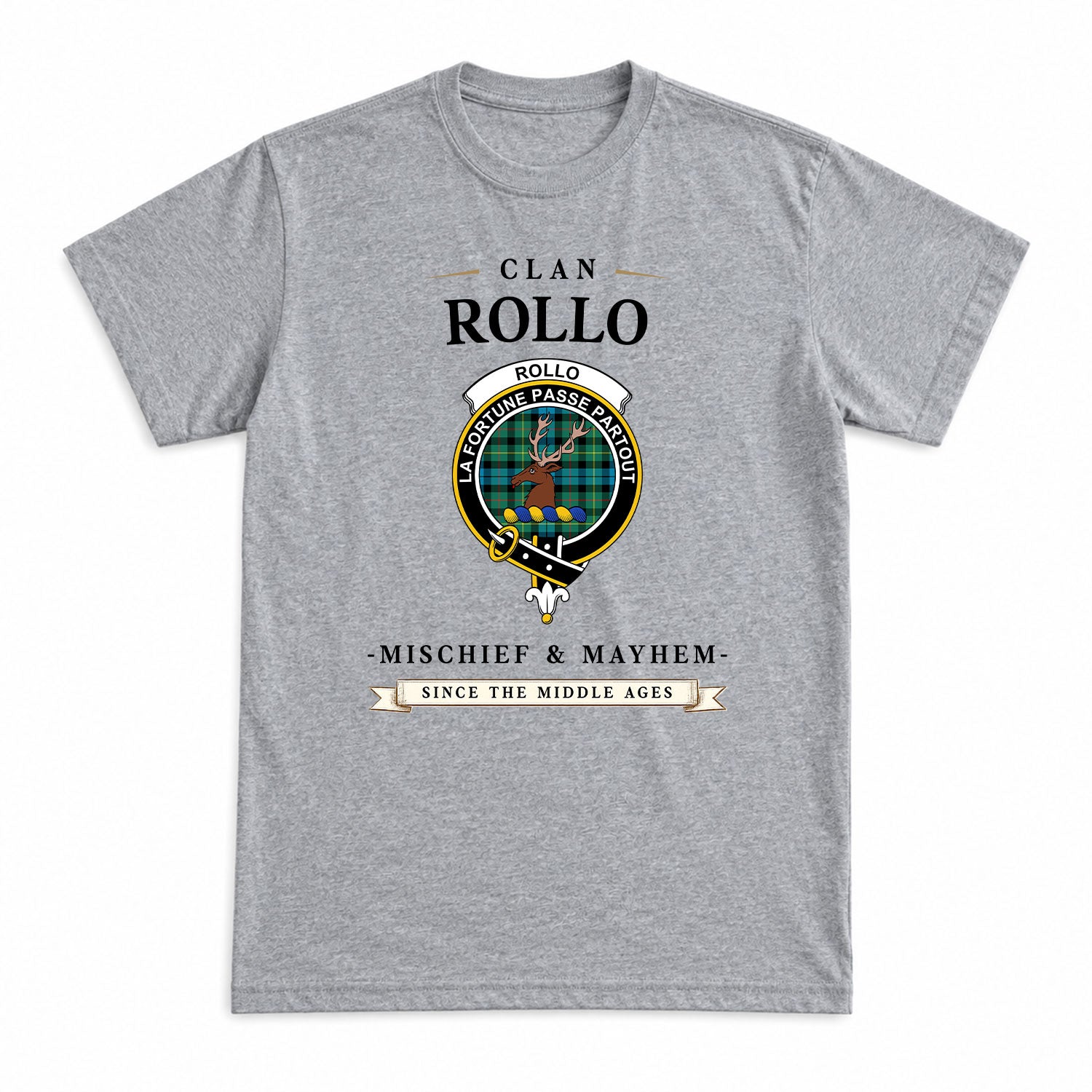 Rollo Ancient Tartan Crest Mischief and Mayhem T-shirt