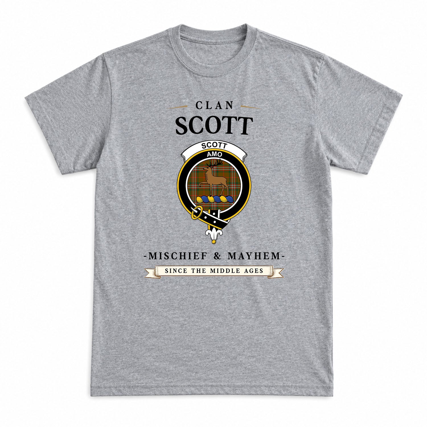 Scott Brown Modern Tartan Crest Mischief and Mayhem T-shirt