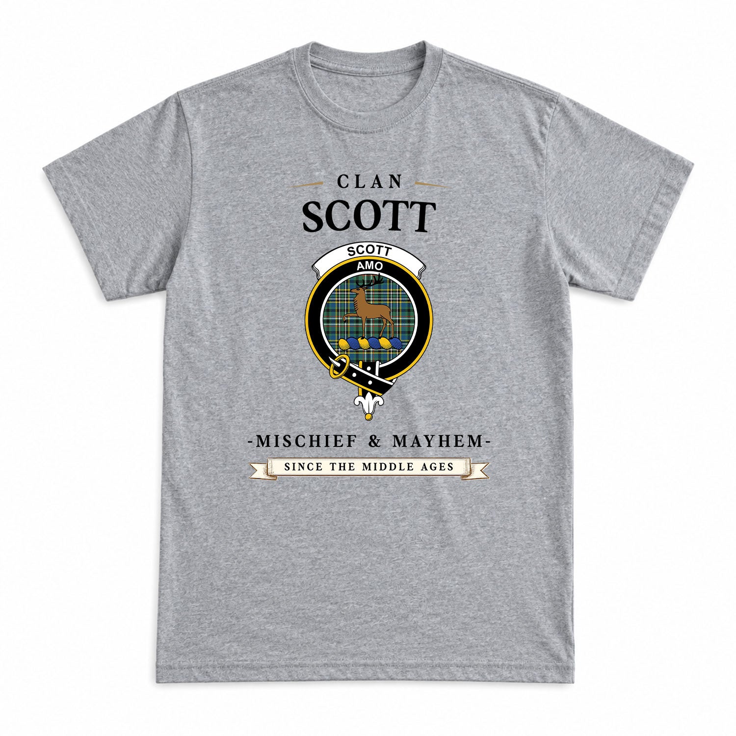 Scott Green Ancient Tartan Crest Mischief and Mayhem T-shirt