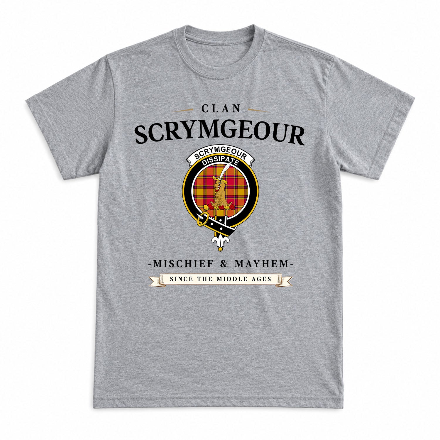 Scrymgeour Tartan Crest Mischief and Mayhem T-shirt