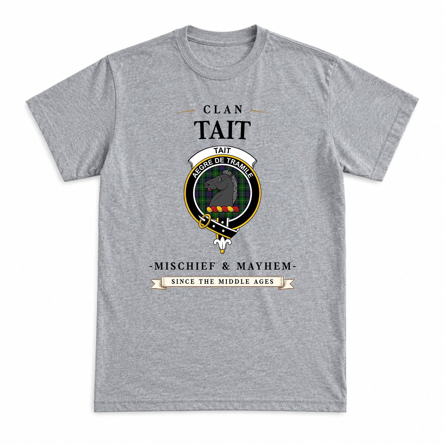 Tait Tartan Crest Mischief and Mayhem T-shirt