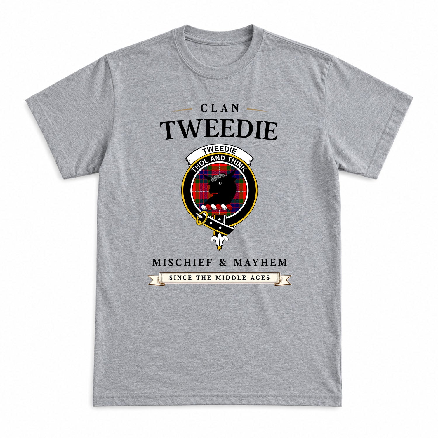 Tweedie Tartan Crest Mischief and Mayhem T-shirt