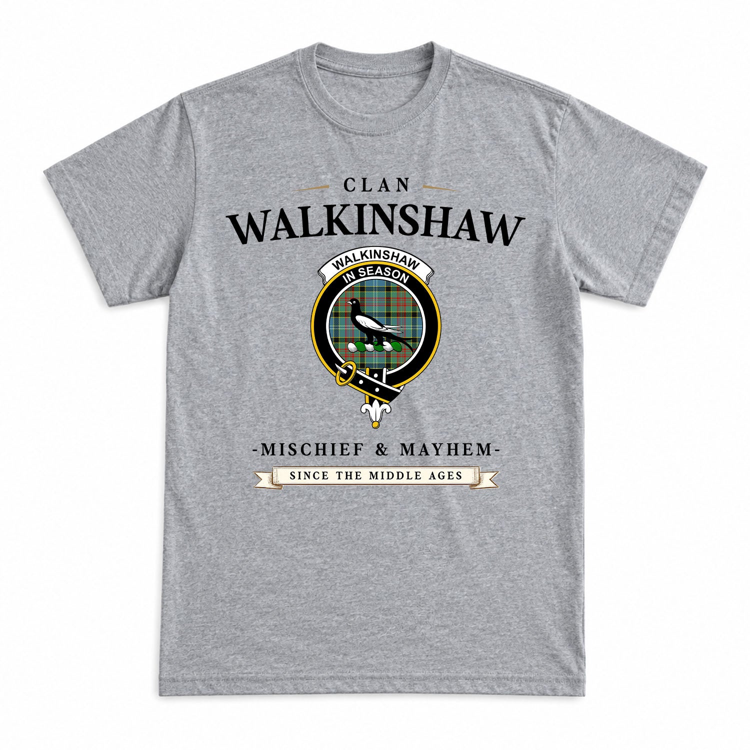 Walkinshaw Tartan Crest Mischief and Mayhem T-shirt