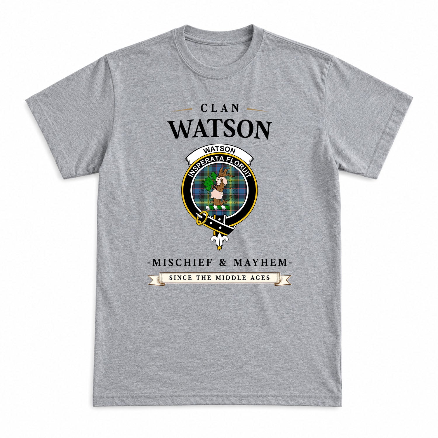 Watson Ancient Tartan Crest Mischief and Mayhem T-shirt