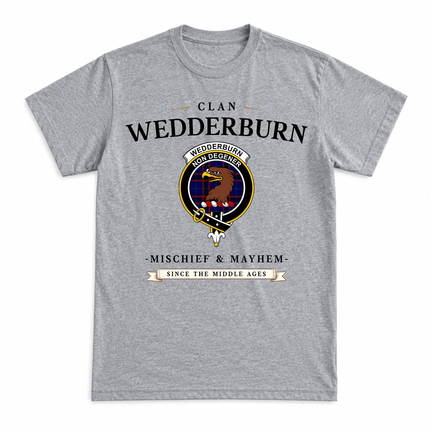 Wedderburn Tartan Crest Mischief and Mayhem T-shirt