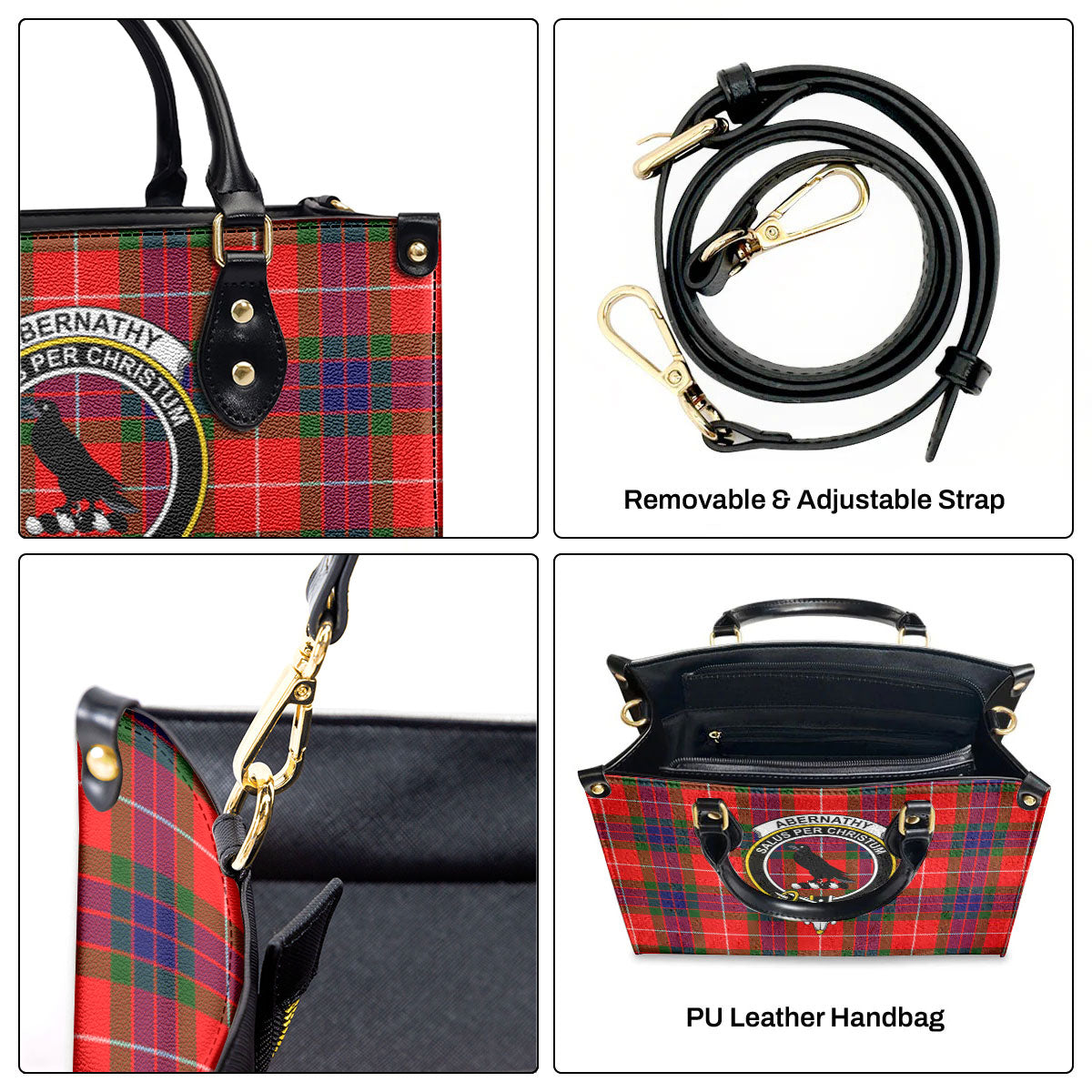 Abernathy Tartan Crest Leather Handbag