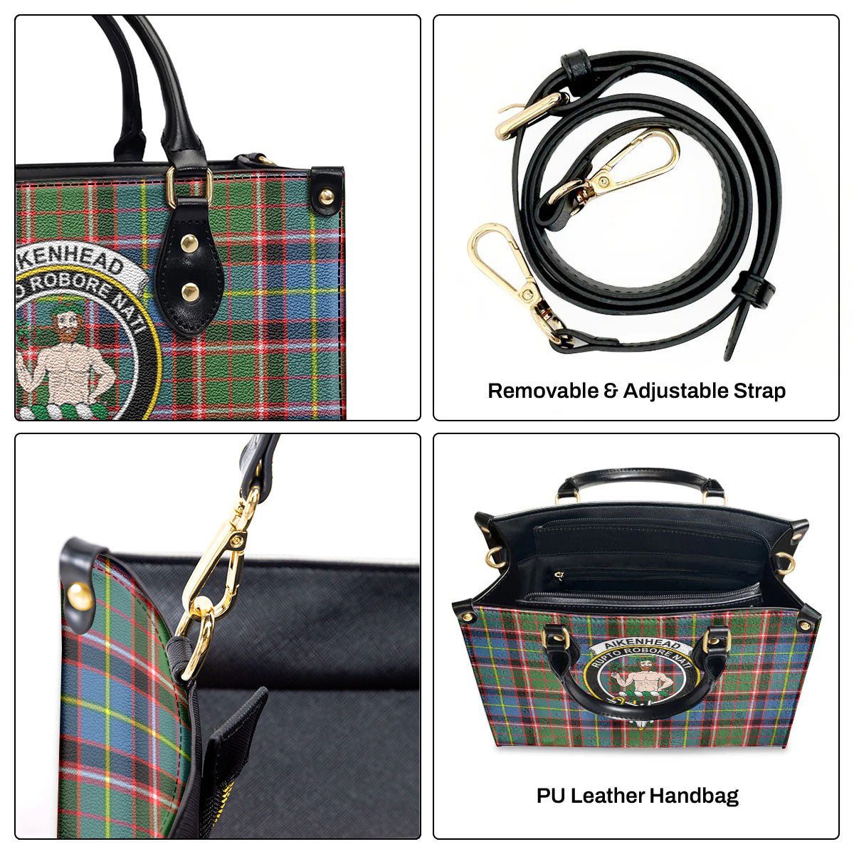 Aikenhead Tartan Crest Leather Handbag