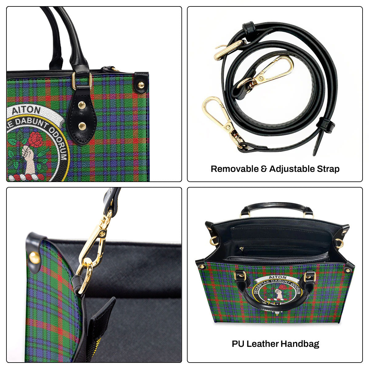 Aiton Tartan Crest Leather Handbag