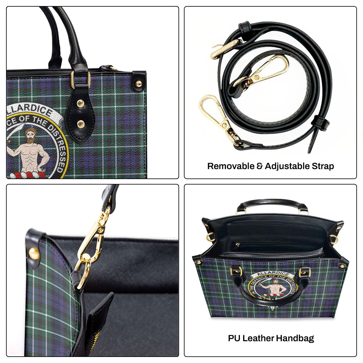 Allardice Tartan Crest Leather Handbag