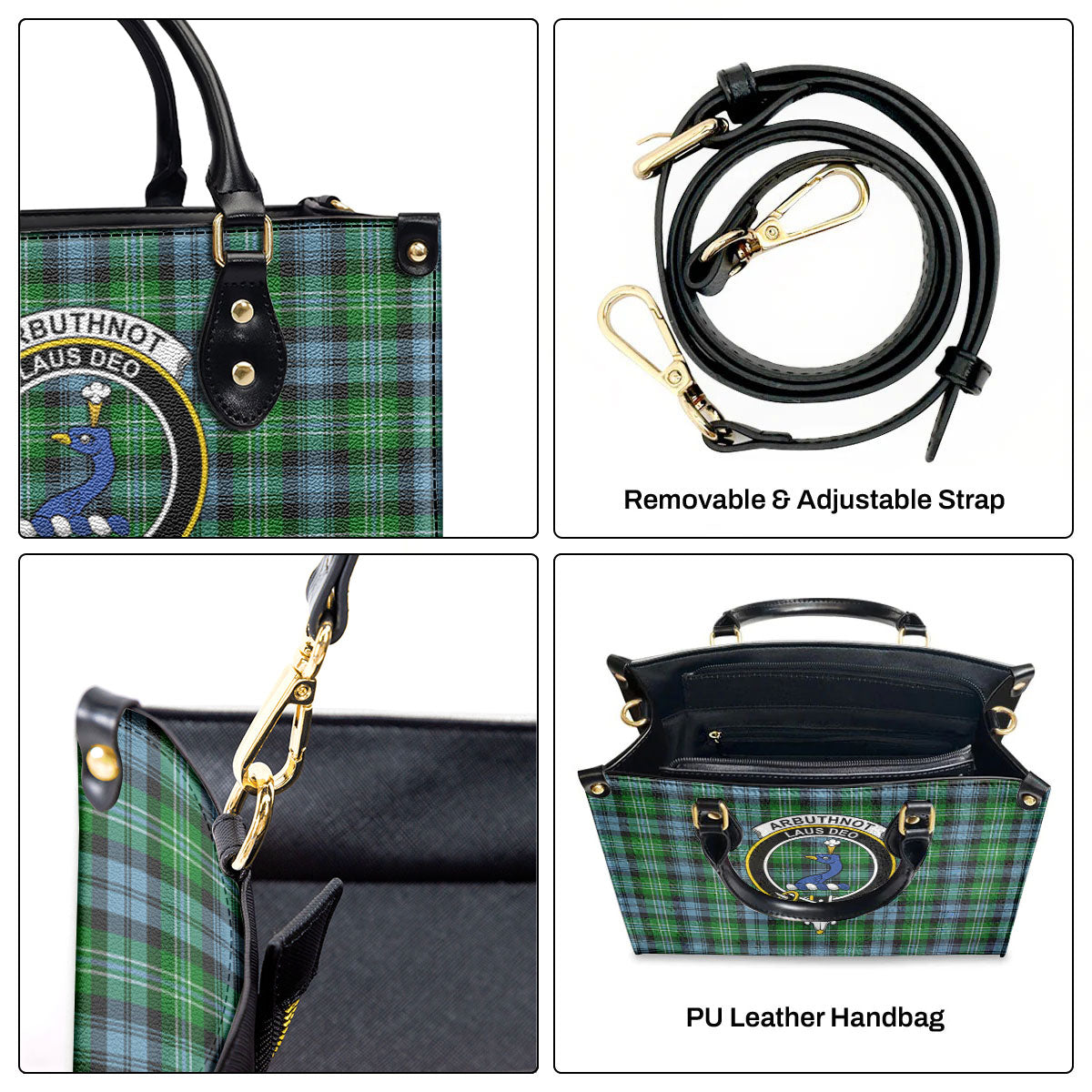 Arbuthnot Ancient Tartan Crest Leather Handbag